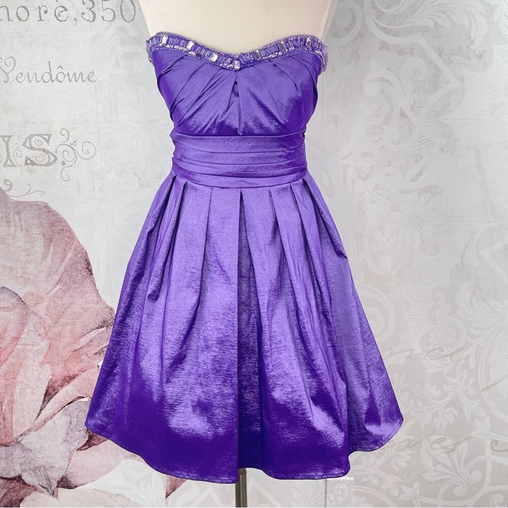 City Triangles Purple Mini Beaded Dress Size 7